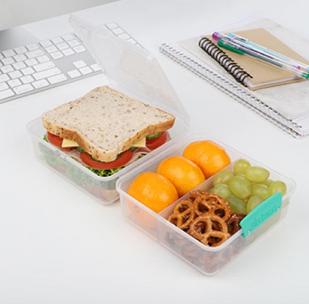 Matlåda uppdelad i fack, 1,4 L, LUNCH CUBE TO GO, Transparent / Mint i gruppen Förvaring / Köksförvaring / Matlådor / SmartStore matlådor hos SmartaSaker.se (42130)