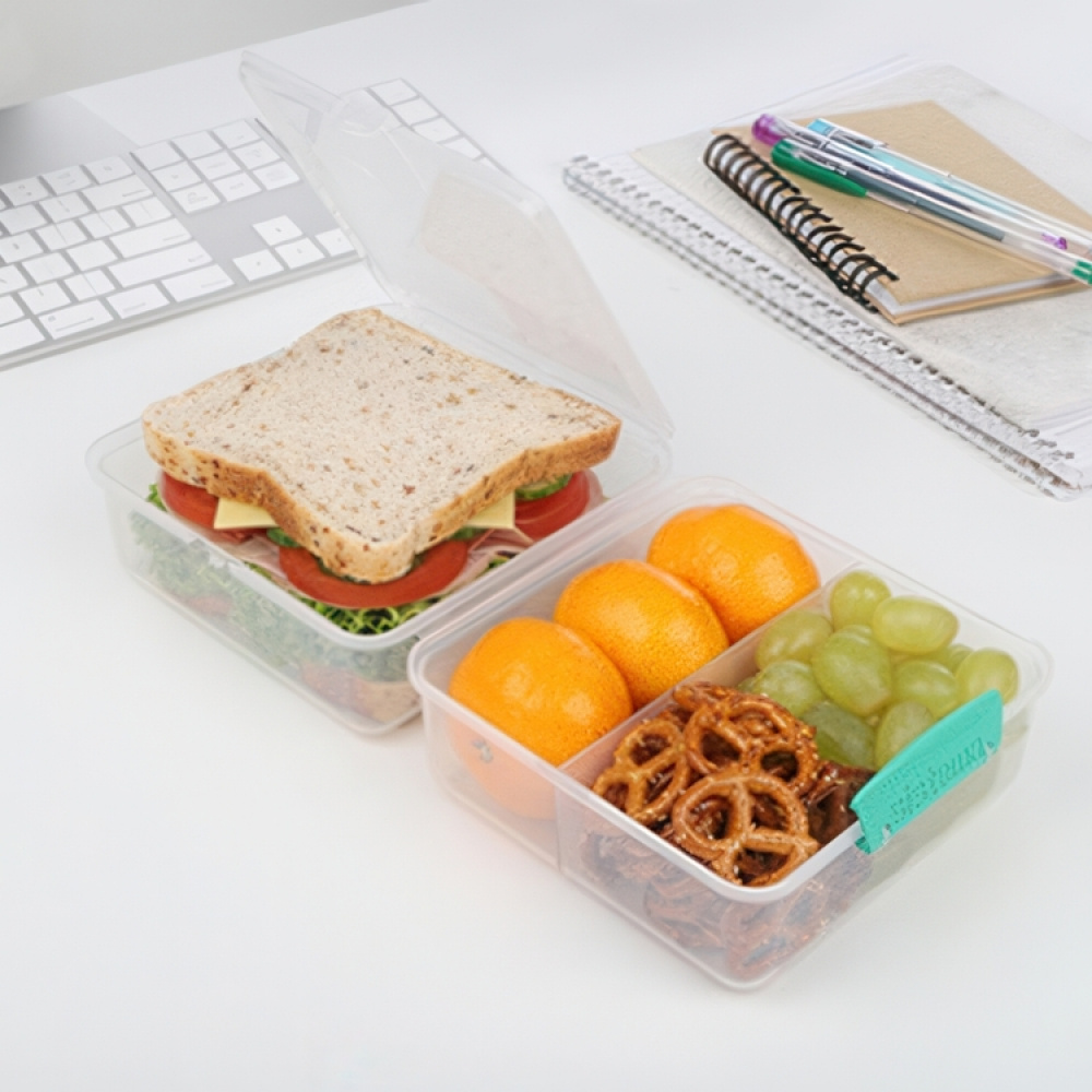 Matlåda uppdelad i fack, 1,4 L, LUNCH CUBE TO GO, Transparent / Mint i gruppen Förvaring / Köksförvaring / Matlådor / SmartStore matlådor hos SmartaSaker.se (42130)