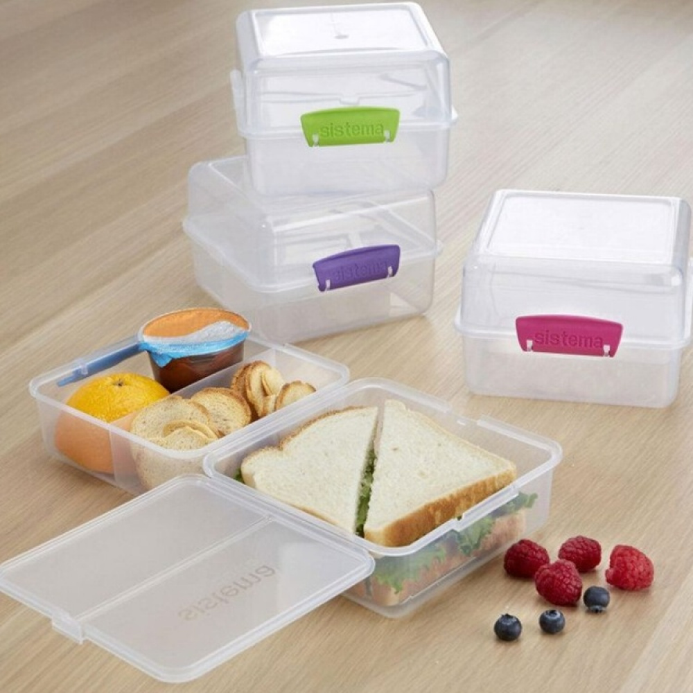 Matlåda uppdelad i fack, 1,4 L, LUNCH CUBE TO GO, Transparent / Mint i gruppen Förvaring / Köksförvaring / Matlådor / SmartStore matlådor hos SmartaSaker.se (42130)