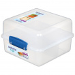 Matlåda uppdelad i fack, 1,4L, LUNCH CUBE TO GO, Transparent vit / Mörkblå Matlåda uppdelad i fack, 1,4L, LUNCH CUBE TO GO, Transparent vit / Mörkblå