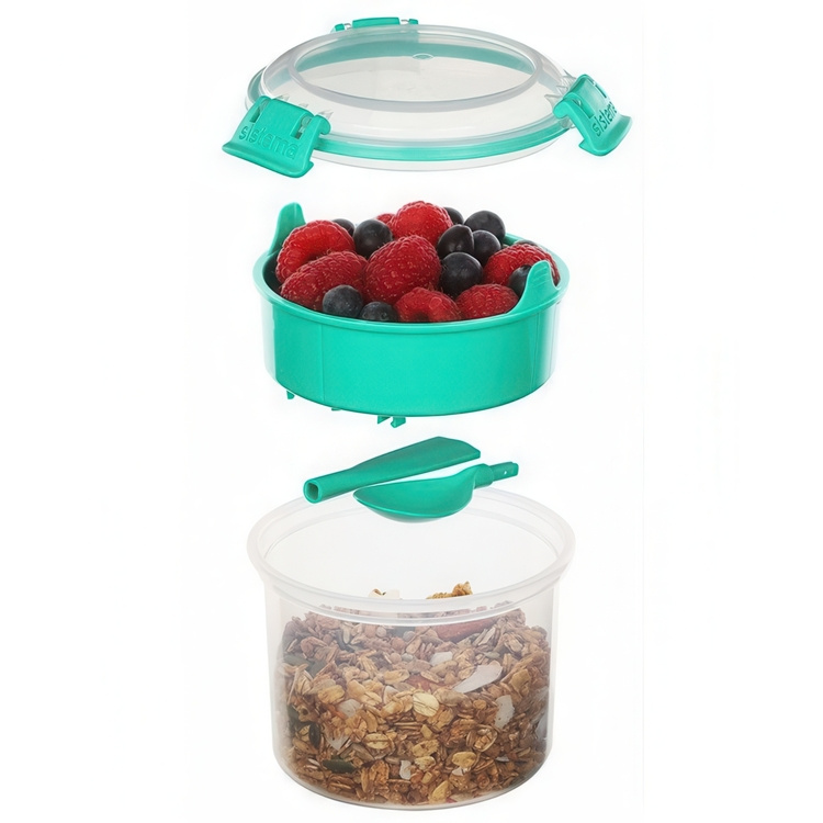 Matlåda uppdelad i fack, Med sked, 530 ml, BREAKFAST TO GO i gruppen Förvaring / Köksförvaring / Matlådor / SmartStore matlådor hos SmartaSaker.se (42134)
