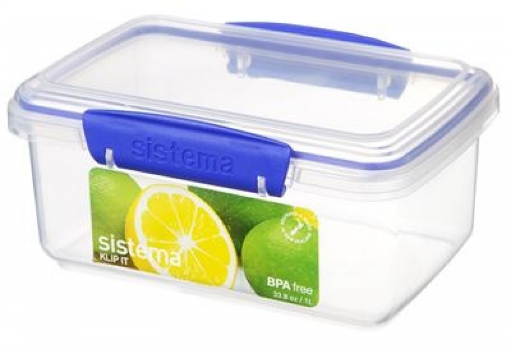 Matlåda, 1 L, KLIP IT, 17,5 x 12 x H 8 cm, Klar / Blå i gruppen Förvaring / Köksförvaring / Matlådor / Plast hos SmartaSaker.se (42144)