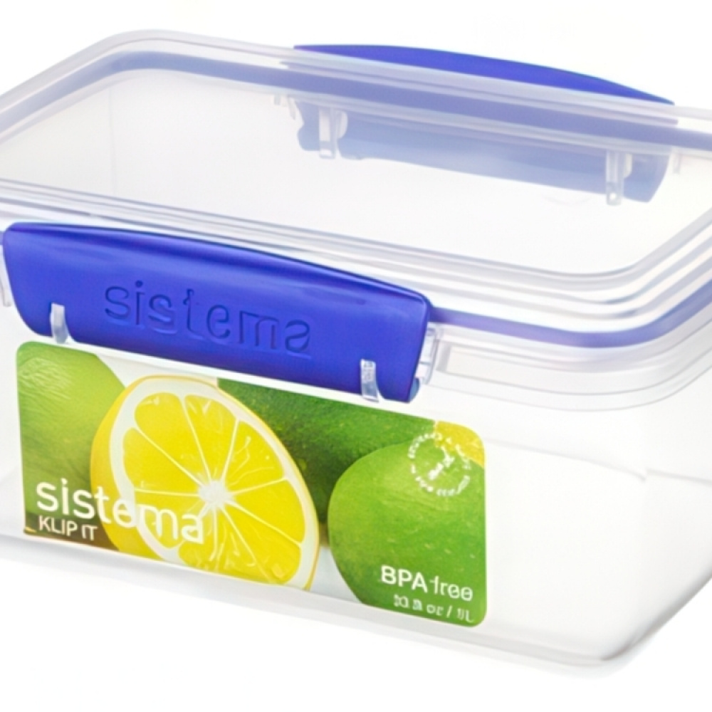 Matlåda, 1 L, KLIP IT, 17,5 x 12 x H 8 cm, Klar / Blå i gruppen Förvaring / Köksförvaring / Matlådor / Matlådor i plast hos SmartaSaker.se (42144)