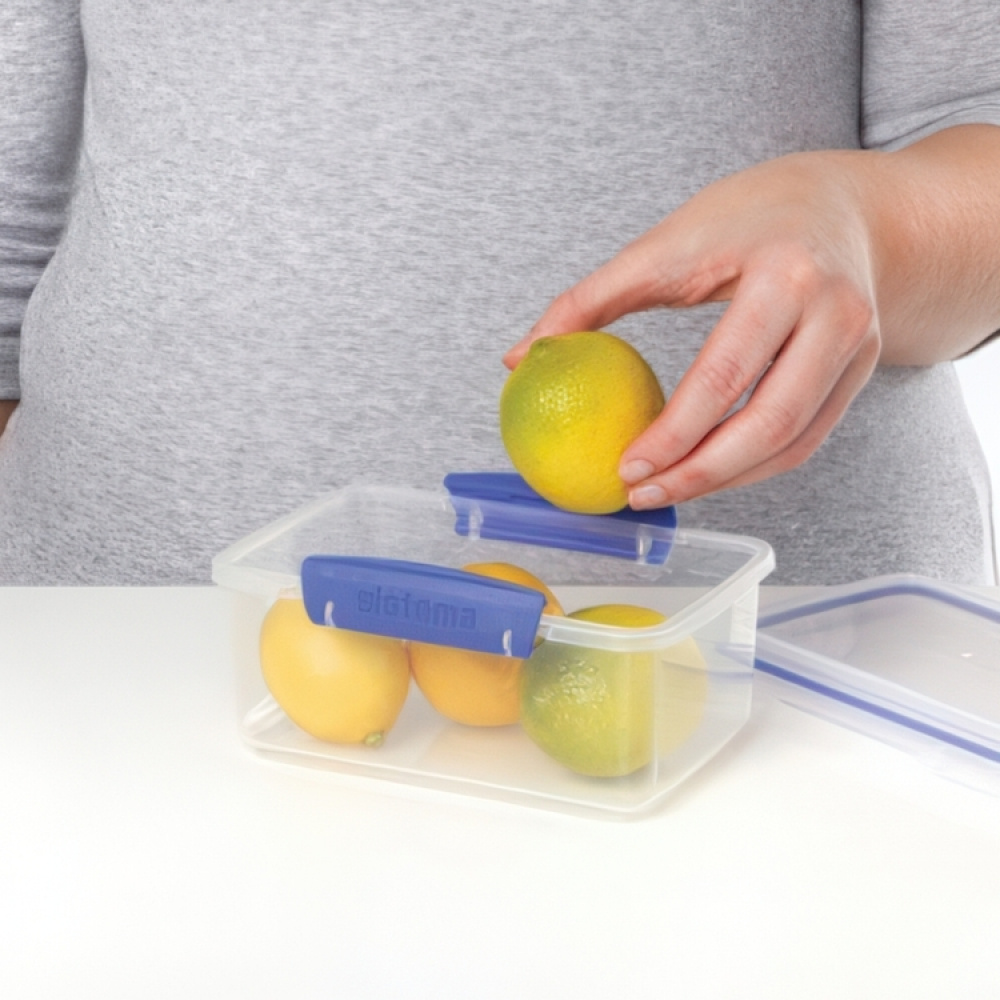 Matlåda, 1 L, KLIP IT, 17,5 x 12 x H 8 cm, Klar / Blå i gruppen Förvaring / Köksförvaring / Matlådor / Matlådor i plast hos SmartaSaker.se (42144)