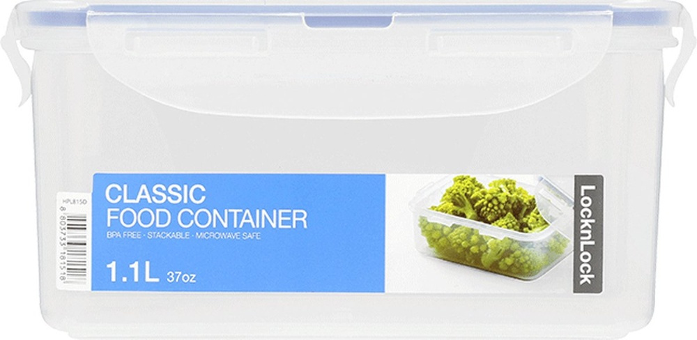 Matlåda, 1,1 L, LOCK & LOCK, 18 x 13 x H 9 cm, Klar / Blå i gruppen Förvaring / Köksförvaring / Matlådor / Plast hos SmartaSaker.se (42152)