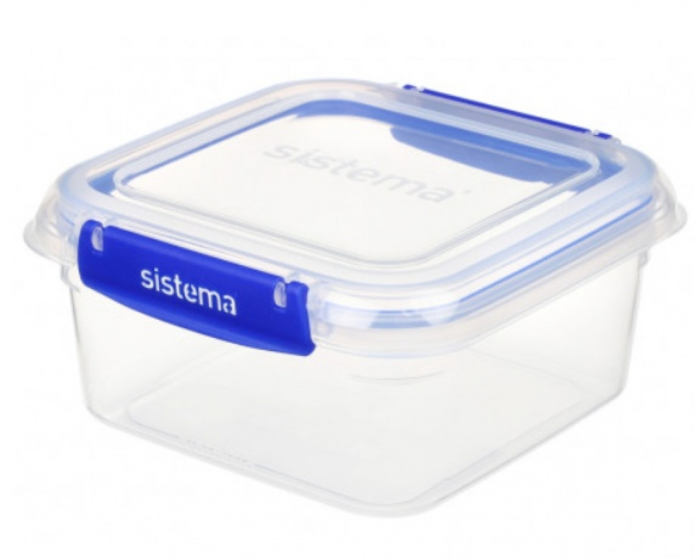 Matlåda, 1,15 L, KLIP IT PLUS SQUARE, 16 x 16 x H 8 cm, Transparent / Blå i gruppen Förvaring / Köksförvaring / Matlådor hos SmartaSaker.se (42153)