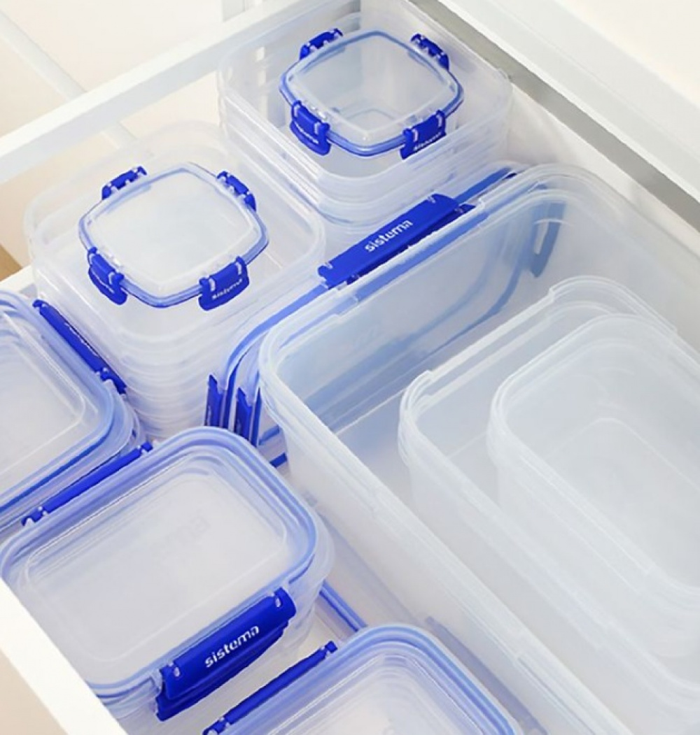 Matlåda, 1,15 L, KLIP IT PLUS SQUARE, 16 x 16 x H 8 cm, Transparent / Blå i gruppen Förvaring / Köksförvaring / Matlådor hos SmartaSaker.se (42153)