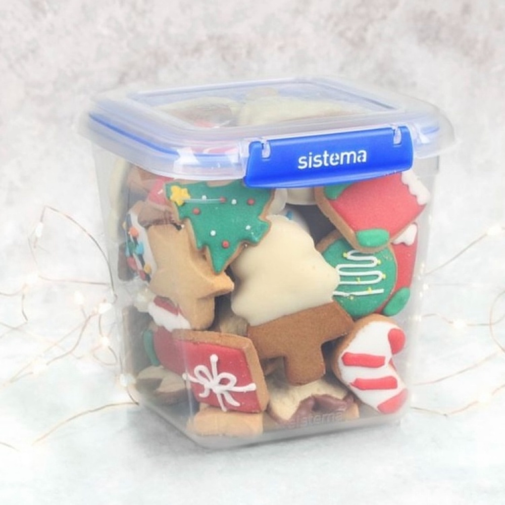 Matlåda, 2,2 Liter, KLIP IT PLUS SQUARE, 16 x 16 x H 16 cm, Transparent / Blå i gruppen Förvaring / Köksförvaring / Matlådor / Matlådor i plast hos SmartaSaker.se (42159)