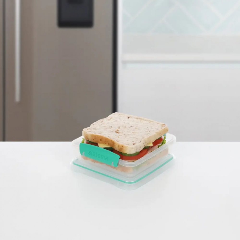 Matlåda, 450 ml, KLIP-IT SANDWICH, 15 x 15 x H 5 cm, Klar / Mint i gruppen Förvaring / Köksförvaring / Matlådor / Plast hos SmartaSaker.se (42160)