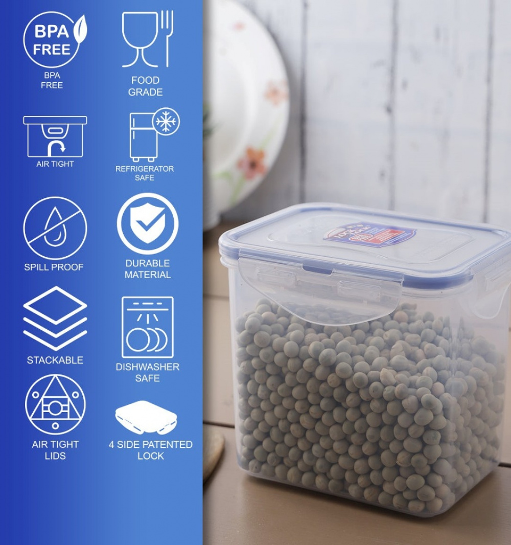 Matlåda, 850 ml, LOCK & LOCK, 13,7 x 10,4 x 12 cm, Klar / Blå i gruppen Förvaring / Köksförvaring / Matlådor / Plast hos SmartaSaker.se (42162)
