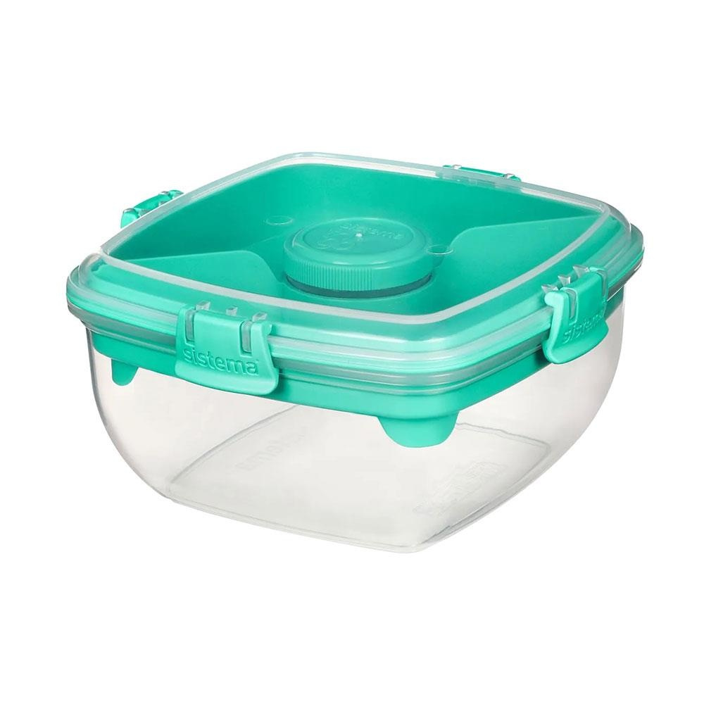 Matlåda, med fack och bestick, SALAD TO GO, 1,1 L, Transparent / Mint i gruppen Förvaring / Köksförvaring / Matlådor / SmartStore matlådor hos SmartaSaker.se (42171)