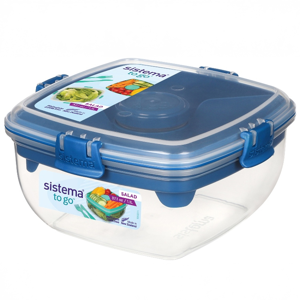 Matlåda för sallad med bestick 1,1L, Sistema i gruppen Förvaring / Köksförvaring / Matlådor / SmartStore matlådor hos SmartaSaker.se (42171)