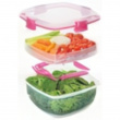 Matlåda, med fack och bestick, 1,1 L, SALAD TO GO, Transparent / Rosa Matlåda, med fack och bestick, 1,1 L, SALAD TO GO, Transparent / Rosa