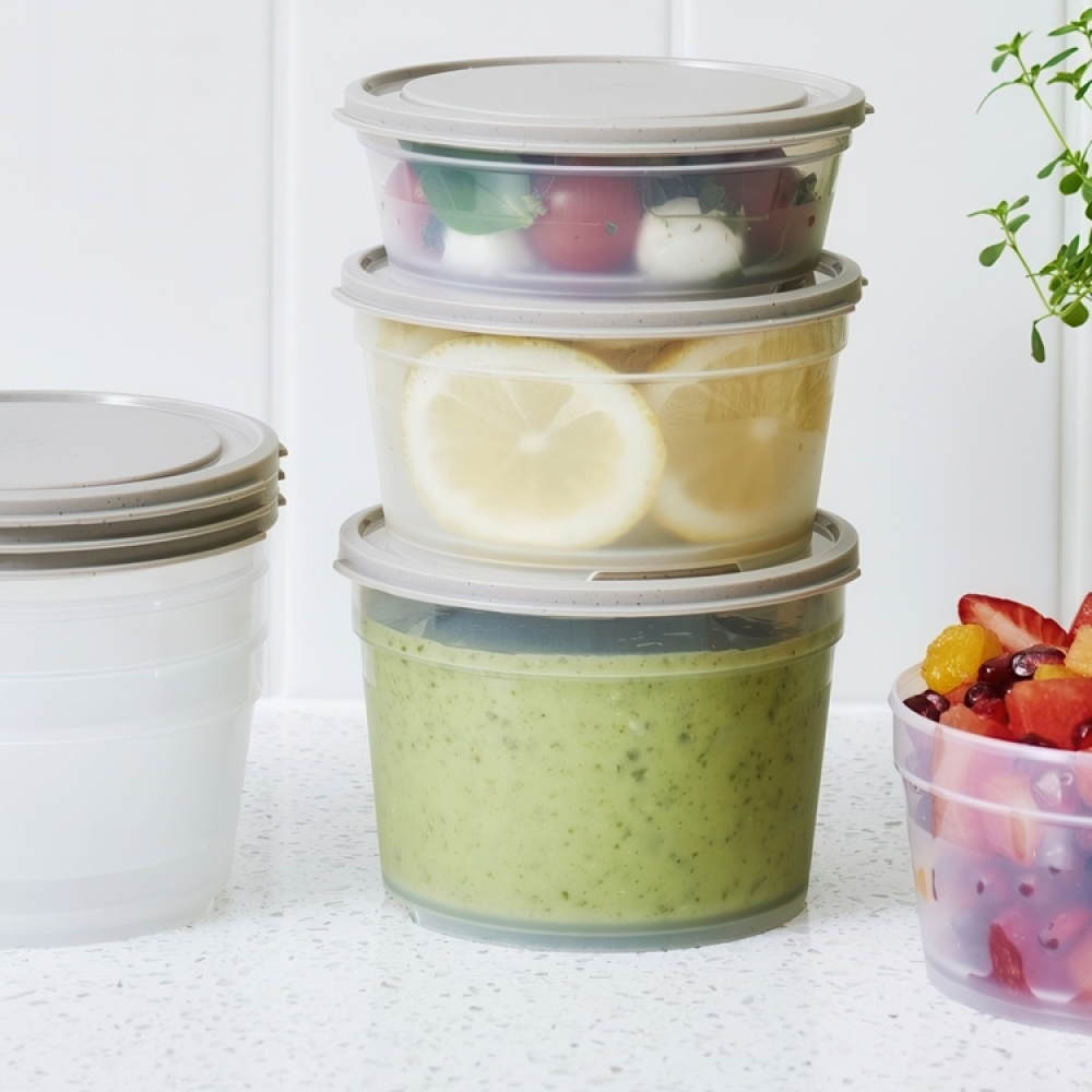 Matlåda, Rund, 0,6 L, SMARTSTORE SUSTAIN, Transparent / Earl grey i gruppen Förvaring / Köksförvaring / Matlådor / Matlådor i plast hos SmartaSaker.se (42173)