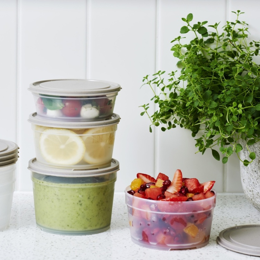 Matlåda, Rund, 0,45 L, SMARTSTORE SUSTAIN, Transparent / Earl grey i gruppen Förvaring / Köksförvaring / Matlådor / Matlådor i plast hos SmartaSaker.se (42176)