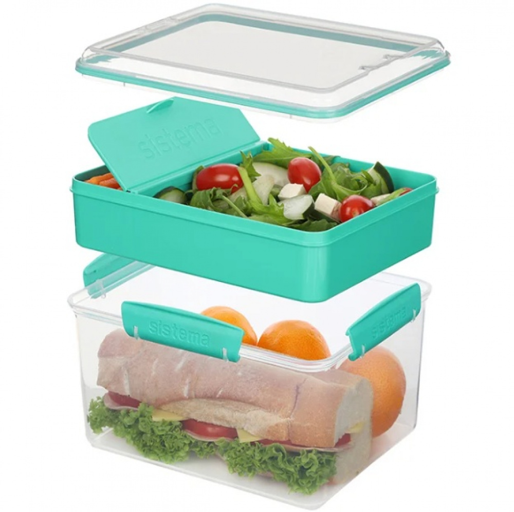Matlåda, Stor, Med fack, 2,3 L, LUNCH TUB TO GO, 20 x 16 x H 11,5 cm, Mint i gruppen Förvaring / Köksförvaring / Matlådor / SmartStore matlådor hos SmartaSaker.se (42181)