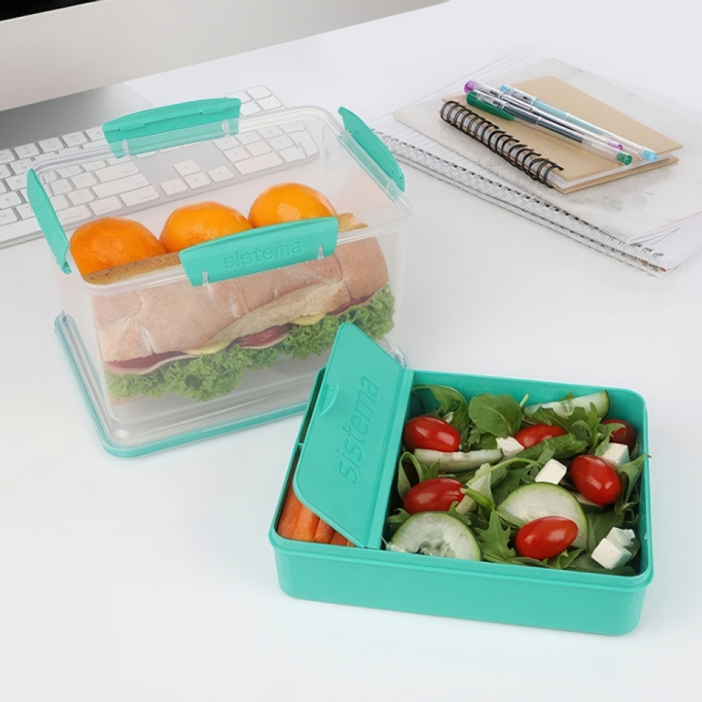 Matlåda, Stor, Med fack, 2,3 L, LUNCH TUB TO GO, 20 x 16 x H 11,5 cm, Mint i gruppen Förvaring / Köksförvaring / Matlådor / SmartStore matlådor hos SmartaSaker.se (42181)
