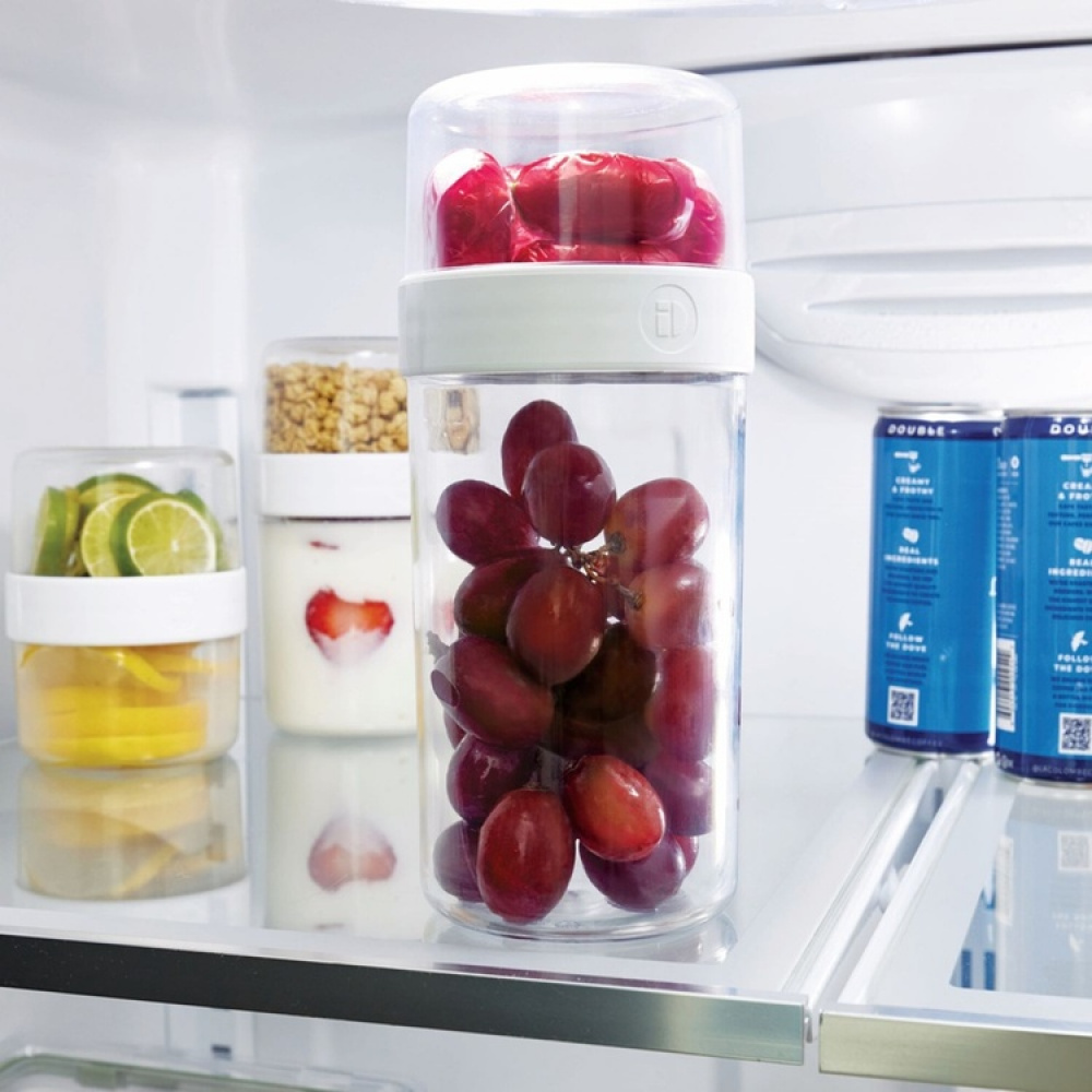 Matlåda, Tvådelad, iD FRESH STACK N\' SNACK LARGE, Ø 9,5 x H 21 cm, Klar / Vit i gruppen Förvaring / Köksförvaring / Matlådor / SmartStore matlådor hos SmartaSaker.se (42186)