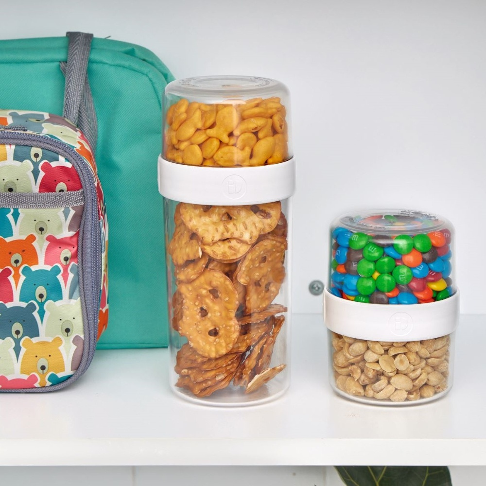 Matlåda, Tvådelad, iD FRESH STACK N\' SNACK LARGE, Ã˜ 9,5 x H 21 cm, Klar / Vit i gruppen Förvaring / Köksförvaring / Matlådor / SmartStore matlådor hos SmartaSaker.se (42186)