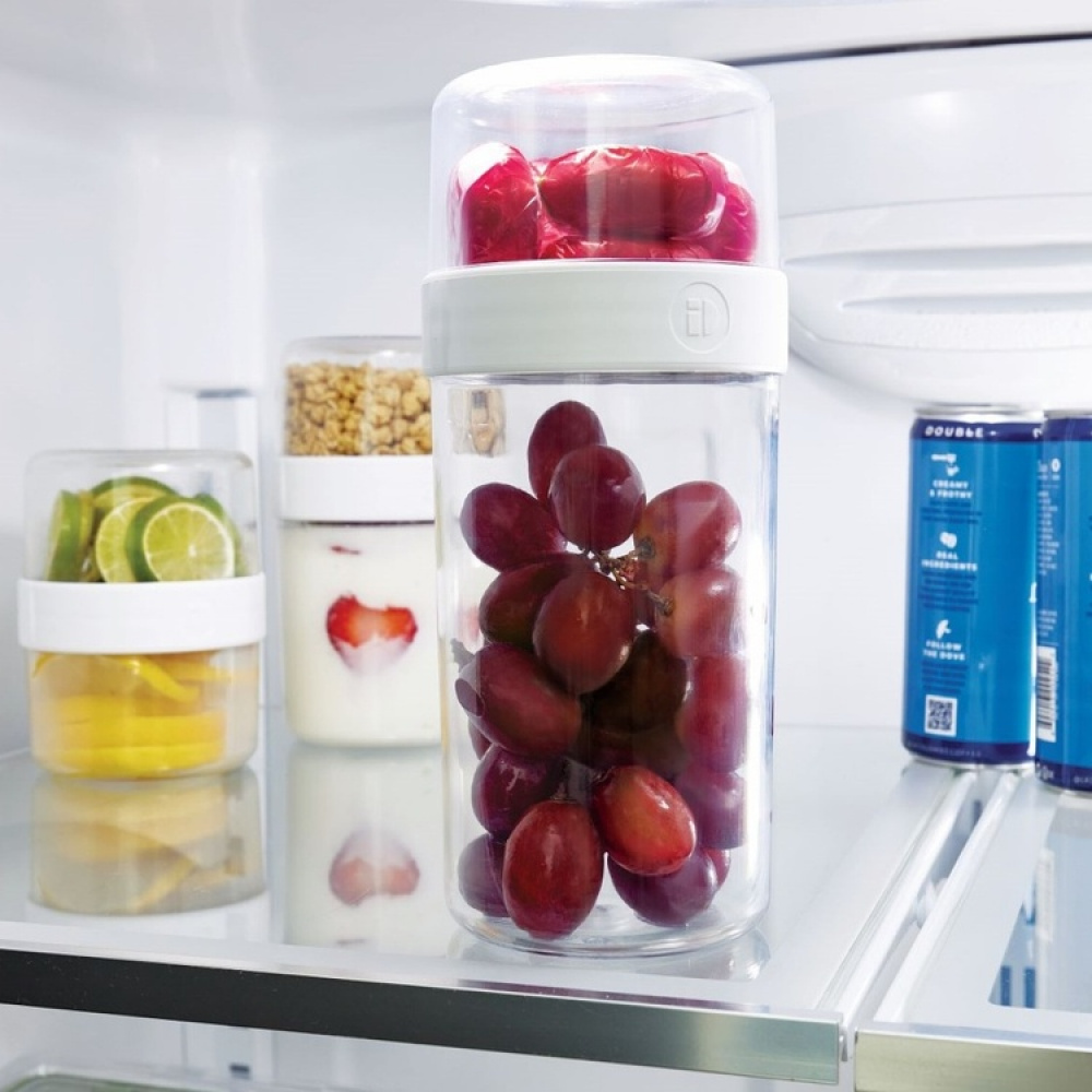 Matlåda, Tvådelad, iD FRESH STACK N\' SNACK LARGE, Ø 9,5 x H 21 cm, Klar / Vit i gruppen Förvaring / Köksförvaring / Matlådor / SmartStore matlådor hos SmartaSaker.se (42186)