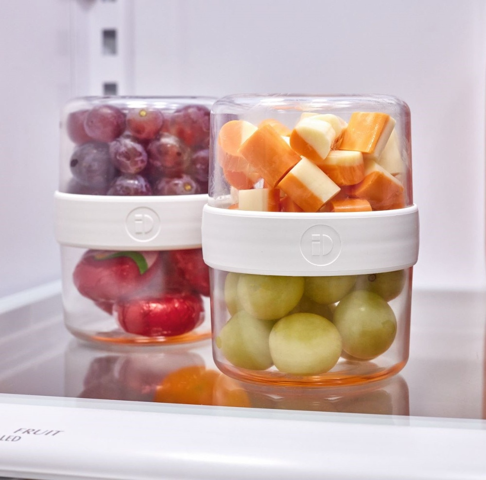 Matlåda, Tvådelad, iD FRESH STACK N\' SNACK SMALL, Ã˜ 9,5 x H 12 cm, Klar / Vit i gruppen Förvaring / Köksförvaring / Matlådor / SmartStore matlådor hos SmartaSaker.se (42187)