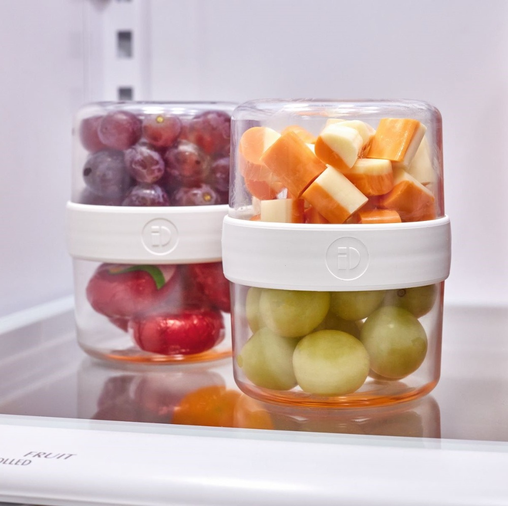 Matlåda, Tvådelad, iD FRESH STACK N\' SNACK SMALL, Ã˜ 9,5 x H 12 cm, Klar / Vit i gruppen Förvaring / Köksförvaring / Matlådor / SmartStore matlådor hos SmartaSaker.se (42187)
