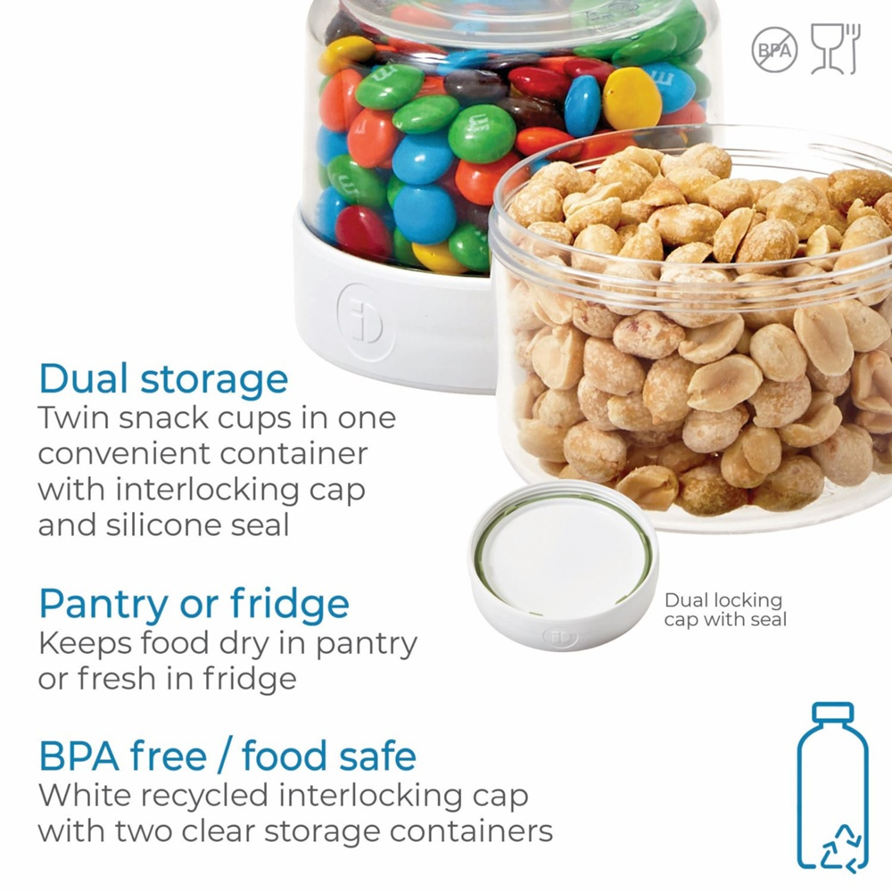 Matlåda, Tvådelad, iD FRESH STACK N\' SNACK SMALL, Ã˜ 9,5 x H 12 cm, Klar / Vit i gruppen Förvaring / Köksförvaring / Matlådor / SmartStore matlådor hos SmartaSaker.se (42187)