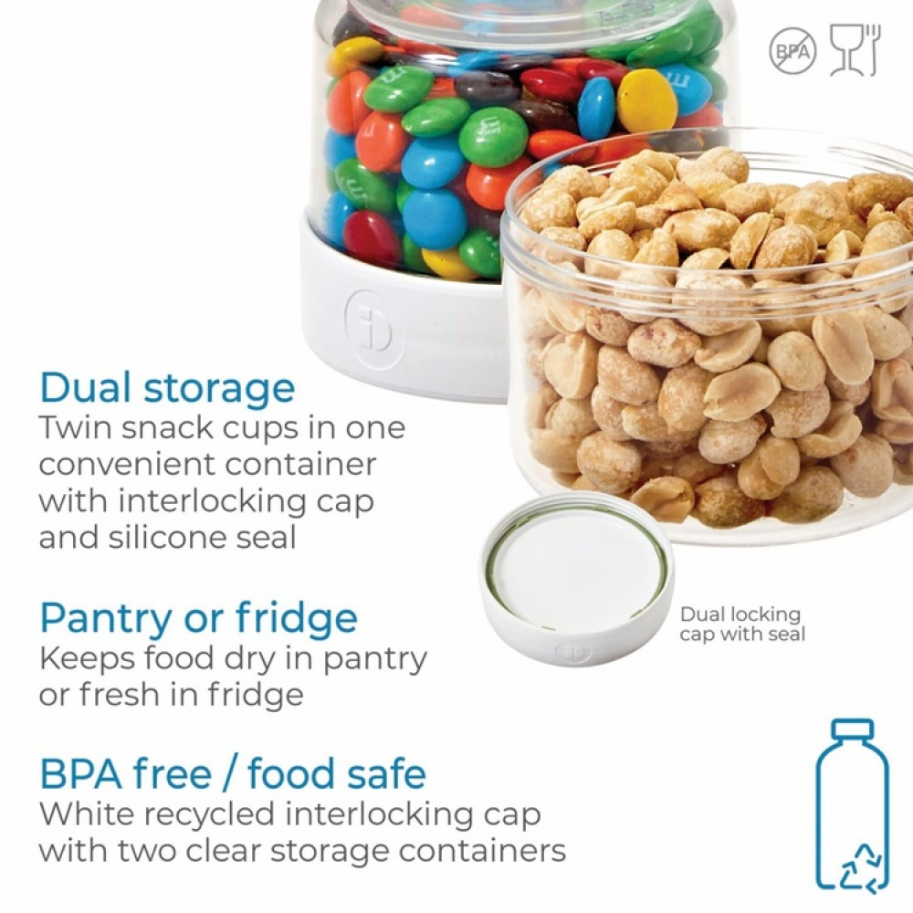 Matlåda, Tvådelad, iD FRESH STACK N\' SNACK SMALL, Ø 9,5 x H 12 cm, Klar / Vit i gruppen Förvaring / Köksförvaring / Matlådor / SmartStore matlådor hos SmartaSaker.se (42187)