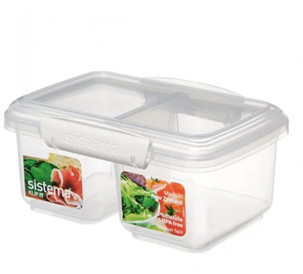 Matlåda, Tvådelad, 1 liter, KLIP IT WHITE SPLIT, Klar / Vit i gruppen Förvaring / Köksförvaring / Matlådor / Plast hos SmartaSaker.se (42189)