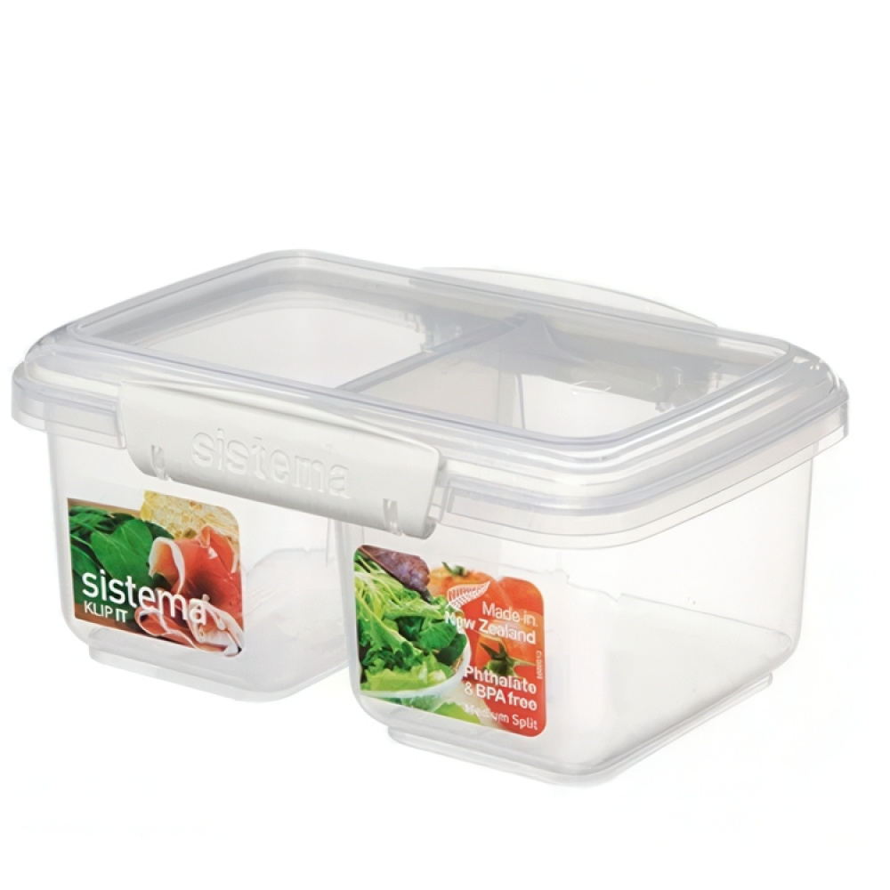Matlåda, Tvådelad, 1 liter, KLIP IT WHITE SPLIT, Klar / Vit i gruppen Förvaring / Köksförvaring / Matlådor / Matlådor i plast hos SmartaSaker.se (42189)