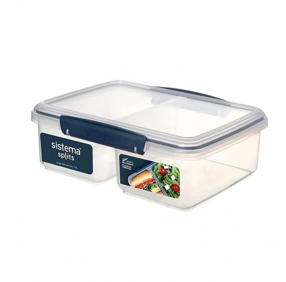 Matlåda, Tvådelad, 1,9 L, KLIP IT SPLIT LARGE, 18 x 23,5 x H 8 cm, Klar / Mörkblå i gruppen Förvaring / Köksförvaring / Matlådor / SmartStore matlådor hos SmartaSaker.se (42190)