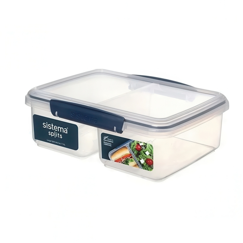 Matlåda, Tvådelad, 1,9 L, KLIP IT SPLIT LARGE, 18 x 23,5 x H 8 cm, Klar / Mörkblå i gruppen Förvaring / Köksförvaring / Matlådor / SmartStore matlådor hos SmartaSaker.se (42190)