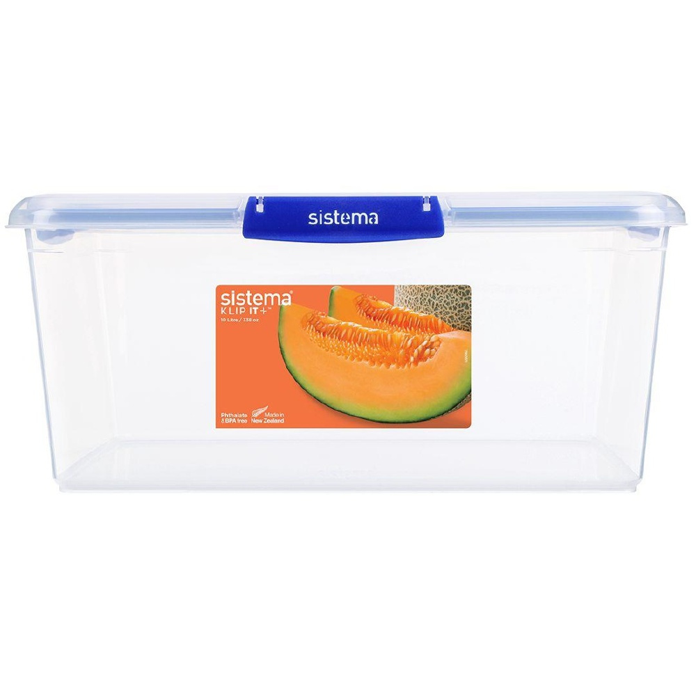 Matlåda, XXXL ,10 L, KLIP IT PLUS RECTANGLE, 35,7 x 26 x H 15,5 cm, Klar / Blå i gruppen Förvaring / Köksförvaring / Förvaringslådor och burkar hos SmartaSaker.se (42195)
