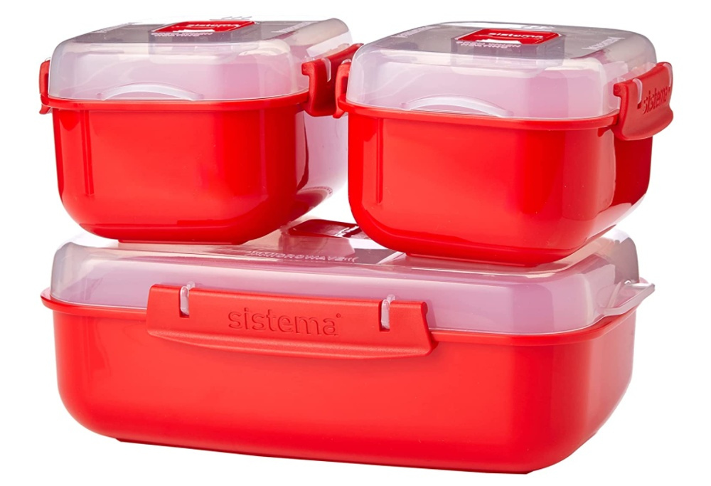 Matlådor för micro, 3 st, MICROWAVE HEAT & EAT PACK, Röda i gruppen Förvaring / Köksförvaring / Matlådor / SmartStore matlådor hos SmartaSaker.se (42199)