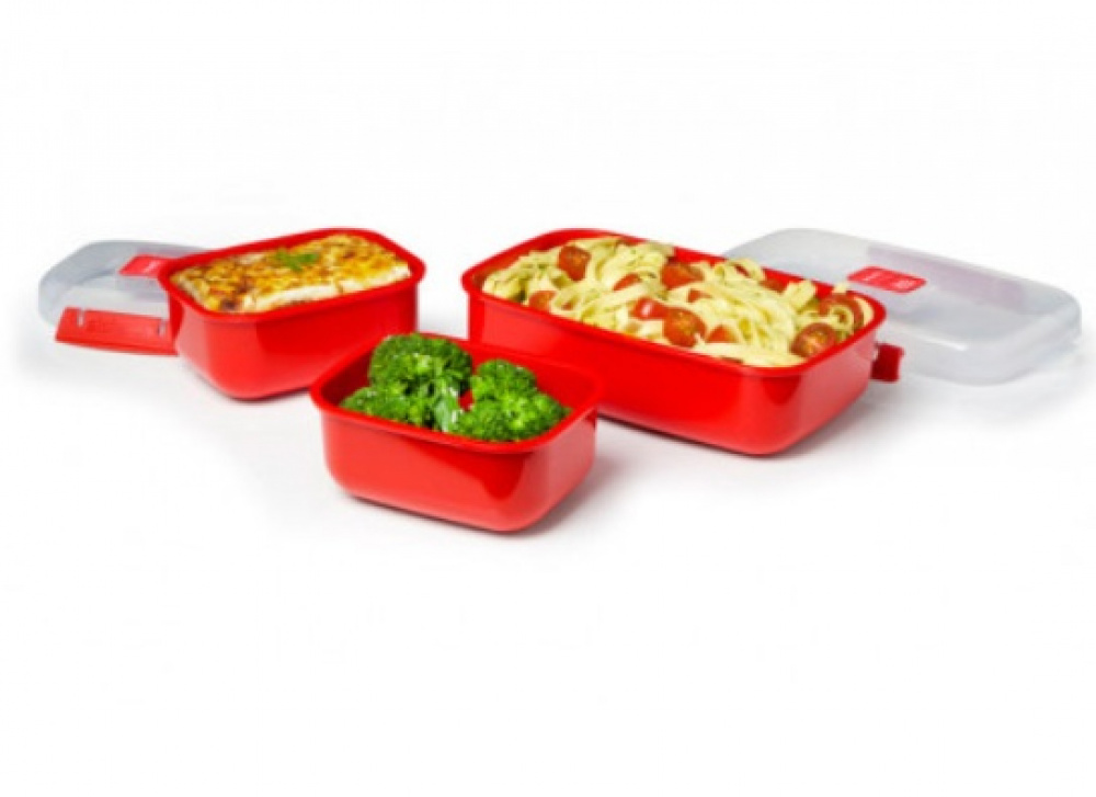 Matlådor för micro, 3 st, MICROWAVE HEAT & EAT PACK, Röda i gruppen Förvaring / Köksförvaring / Matlådor / SmartStore matlådor hos SmartaSaker.se (42199)