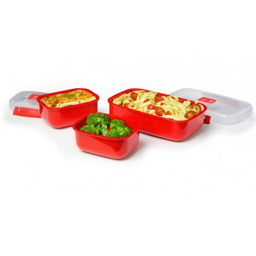 Matlådor för micro, 3 st, MICROWAVE HEAT & EAT PACK, Röda i gruppen Förvaring / Köksförvaring / Matlådor / SmartStore matlådor hos SmartaSaker.se (42199)