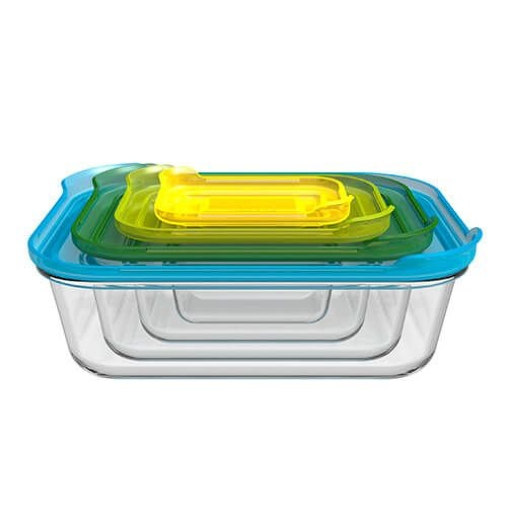 Matlådor i glas, Set med 4 st, NEST GLASS CONTAINERS, Joseph Joseph, Mix i gruppen Förvaring / Köksförvaring / Matlådor / Glas hos SmartaSaker.se (42200)