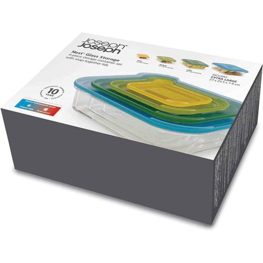 Matlådor i glas, Set med 4 st, NEST GLASS CONTAINERS, Joseph Joseph, Mix i gruppen Förvaring / Köksförvaring / Matlådor / Matlådor i glas hos SmartaSaker.se (42200)