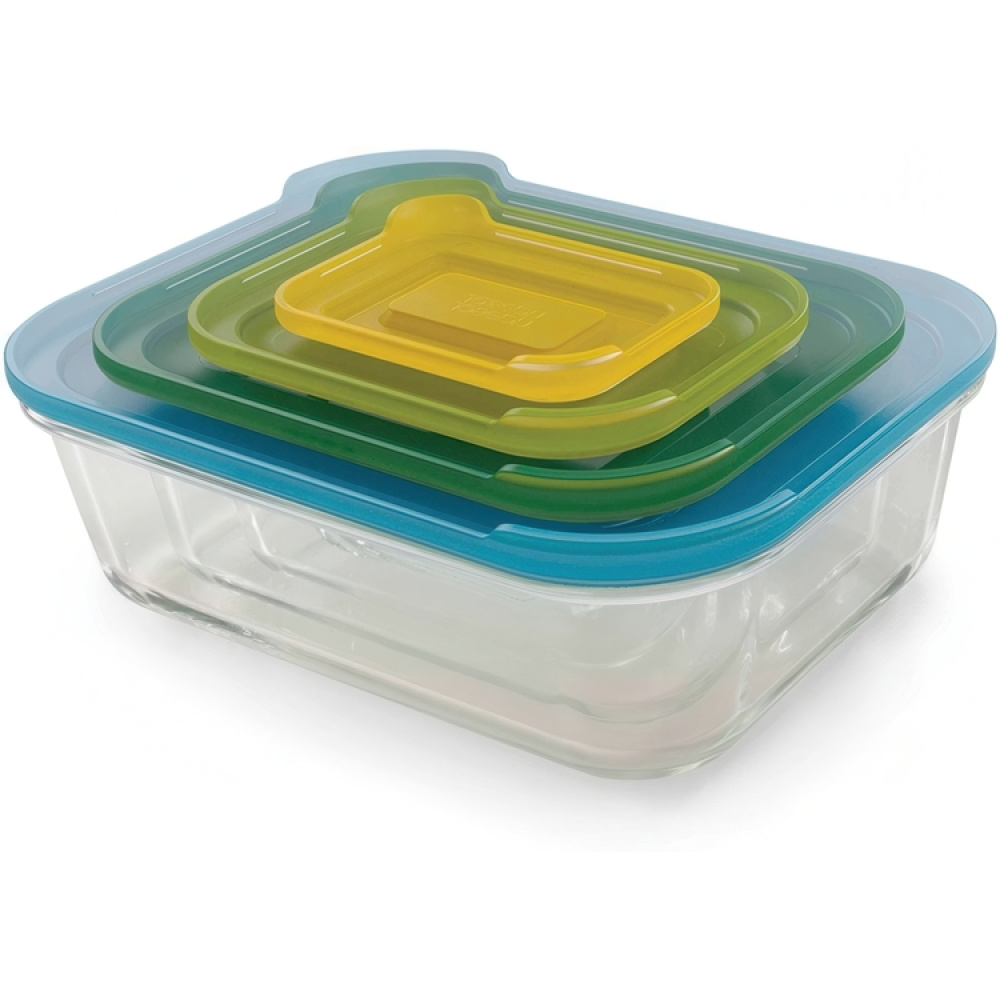Matlådor i glas, Set med 4 st, NEST GLASS CONTAINERS, Joseph Joseph, Mix i gruppen Förvaring / Köksförvaring / Matlådor / Matlådor i glas hos SmartaSaker.se (42200)