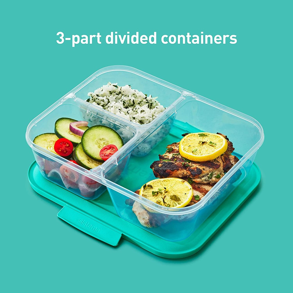 Matlådor, 5 st, Tredelade, 1,9 L, SISTEMA NEST IT LARGE, 24x 19,5 x H 6,5 cm, Klar / Mintgrön i gruppen Förvaring / Köksförvaring / Matlådor / Plast hos SmartaSaker.se (42201)