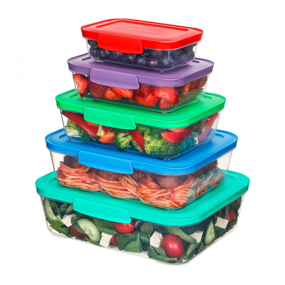 Matlådor, 5 st i olika storlekar, SISTEMA NEST IT LARGE, Klar / Mix i gruppen Förvaring / Köksförvaring / Matlådor / Plast hos SmartaSaker.se (42203)