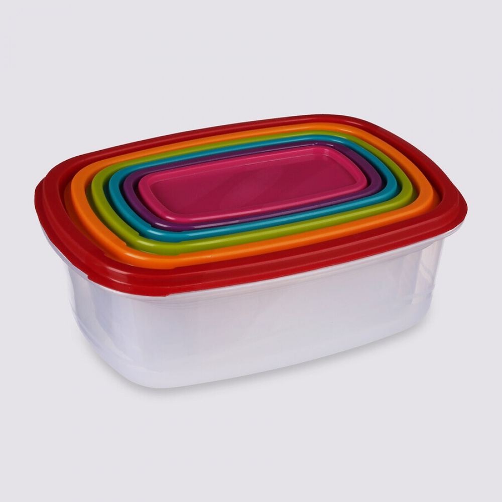 Matlådor, 6 st i olika storlekar, SMART COLORED NEST RECTANGULAR, Klar / Mix i gruppen Förvaring / Köksförvaring / Matlådor / Plast hos SmartaSaker.se (42204)