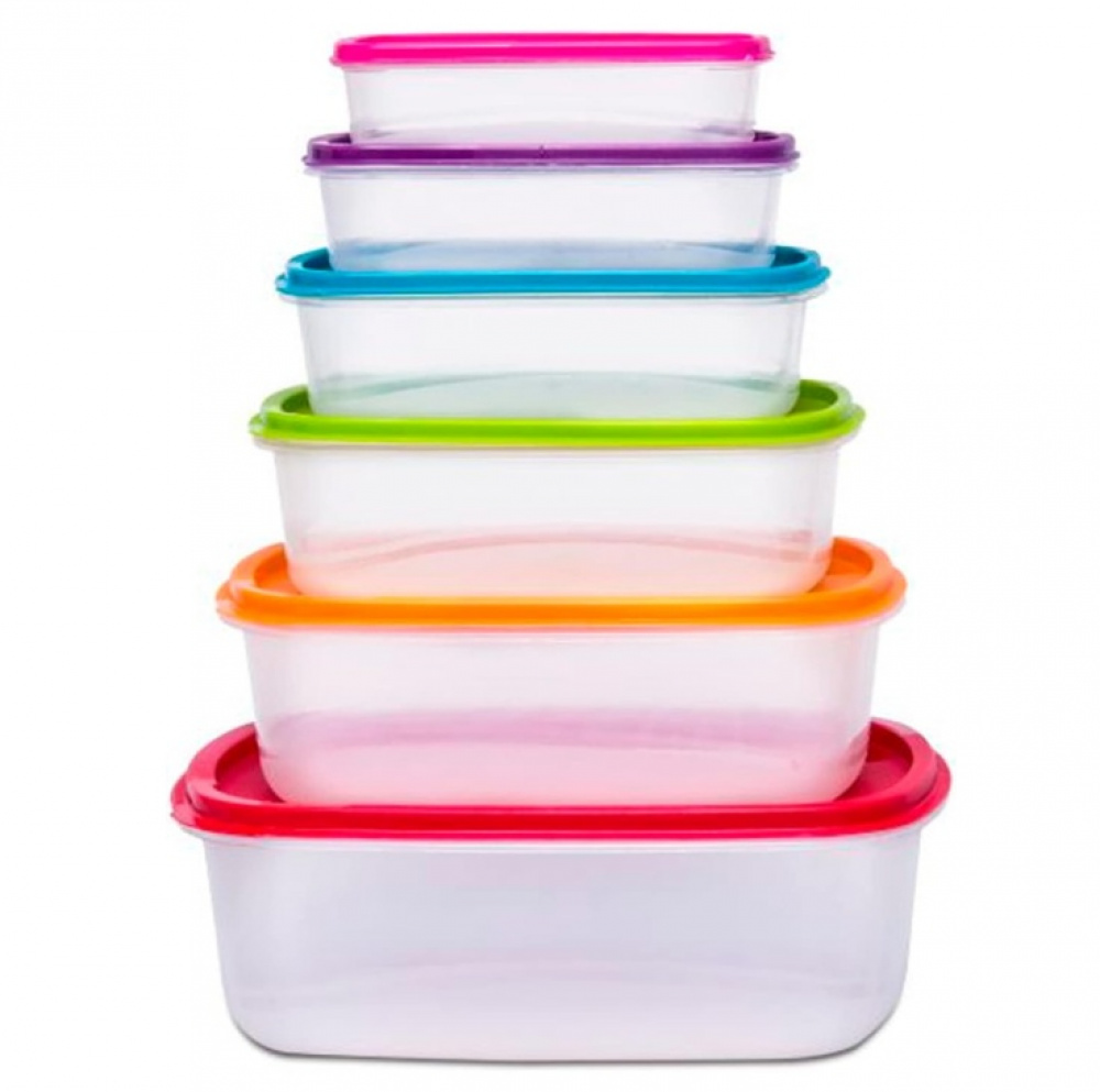 Matlådor, 6 st i olika storlekar, SMART COLORED NEST RECTANGULAR, Klar / Mix i gruppen Förvaring / Köksförvaring / Matlådor / Plast hos SmartaSaker.se (42204)