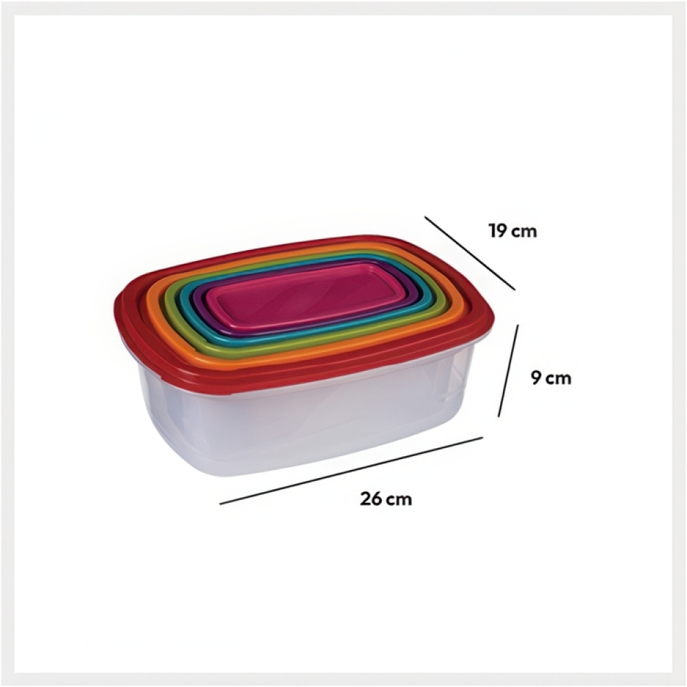 Matlådor, 6 st i olika storlekar, SMART COLORED NEST RECTANGULAR, Klar / Mix i gruppen Förvaring / Köksförvaring / Matlådor / Matlådor i plast hos SmartaSaker.se (42204)