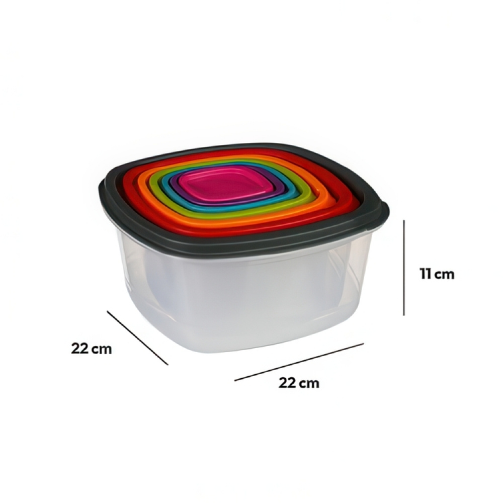 Matlådor, 7 st i olika storlekar, SMART COLORED NEST SQUARE Klar / Mix i gruppen Förvaring / Köksförvaring / Matlådor / Matlådor i plast hos SmartaSaker.se (42205)