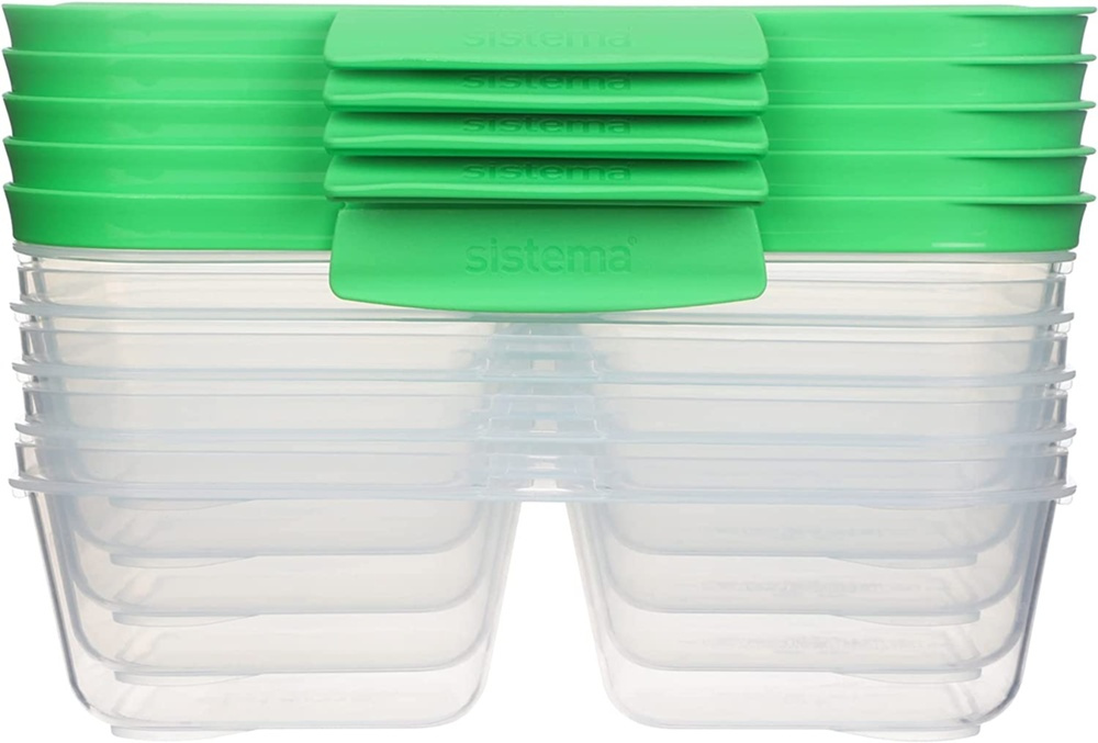 Matlådor, Tvådelade, 870 ml, 5 st, SISTEMA NEST IT, 19 x 14,5 x H 5,5 cm, Klar / Grön i gruppen Förvaring / Köksförvaring / Matlådor / SmartStore matlådor hos SmartaSaker.se (42209)