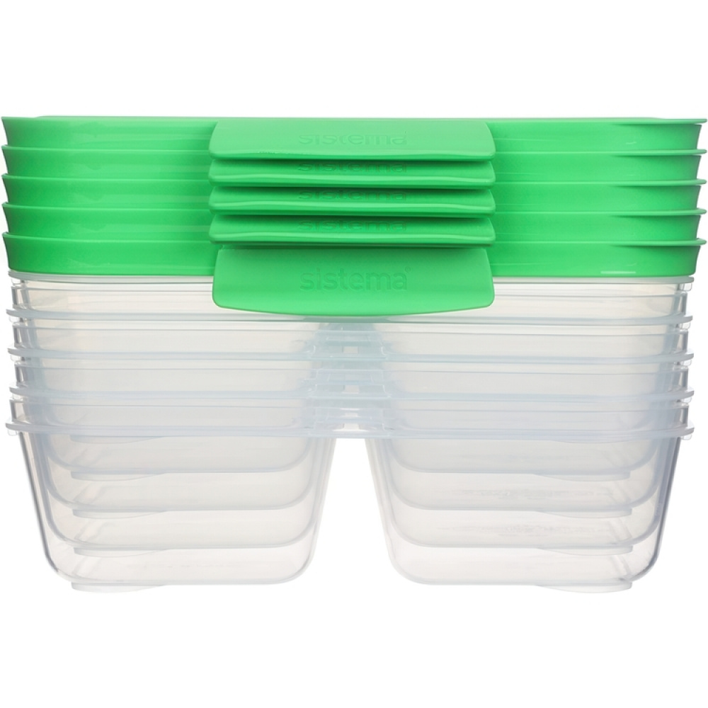 Matlådor, Tvådelade, 870 ml, 5 st, SISTEMA NEST IT, 19 x 14,5 x H 5,5 cm, Klar / Grön i gruppen Förvaring / Köksförvaring / Matlådor / SmartStore matlådor hos SmartaSaker.se (42209)