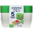 Matlådor, Tvådelade, 870 ml, 5 st, SISTEMA NEST IT, 19 x 14,5 x H 5,5 cm, Klar / Grön Matlådor, Tvådelade, 870 ml, 5 st, SISTEMA NEST IT, 19 x 14,5 x H 5,5 cm, Klar / Grön