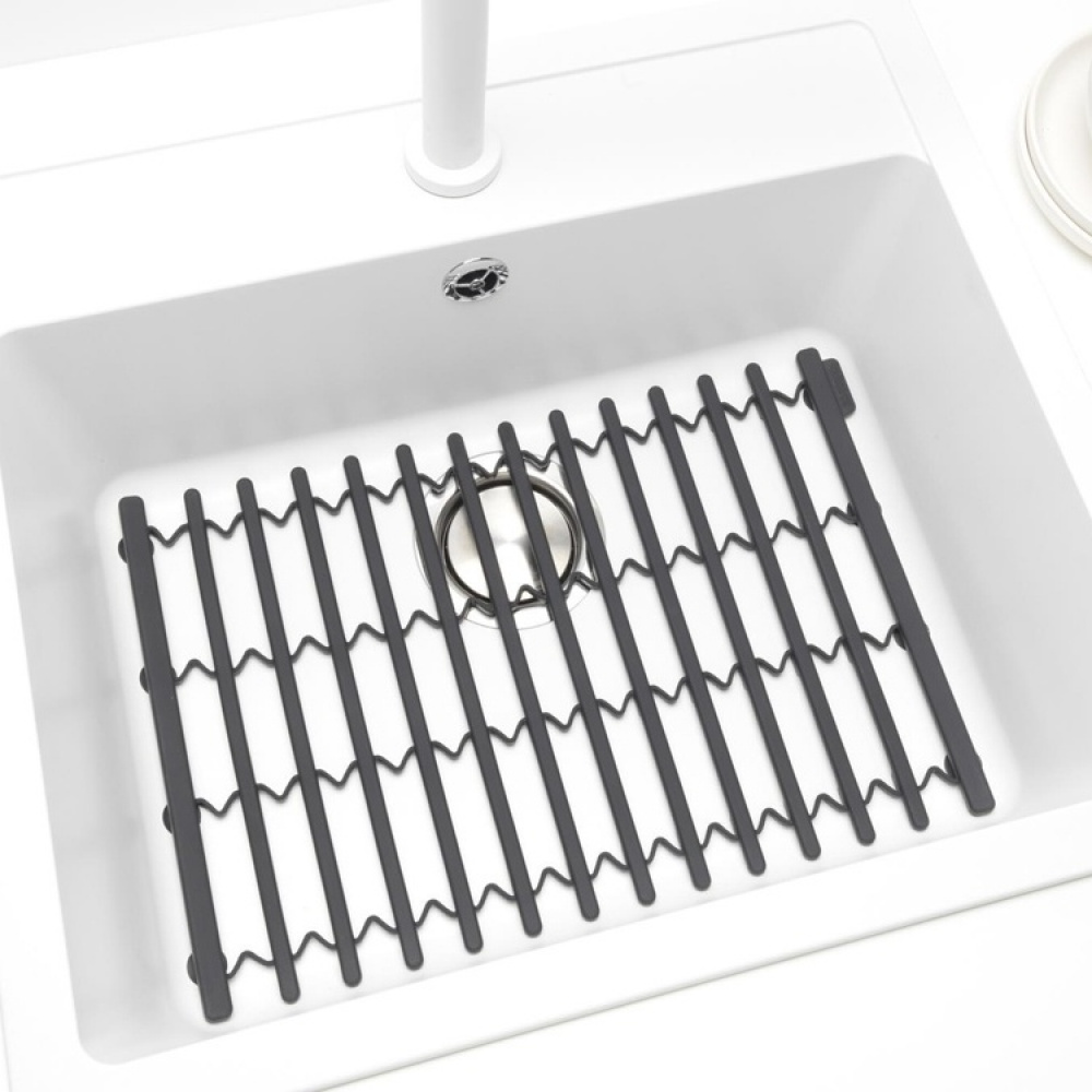 Matta för diskhon, BRABANTIA SILICONE SINK MAT, 30 x 30 - 45 cm, Mörkgrå i gruppen Förvaring / Köksförvaring / Diskställ och diskbänk hos SmartaSaker.se (42210)