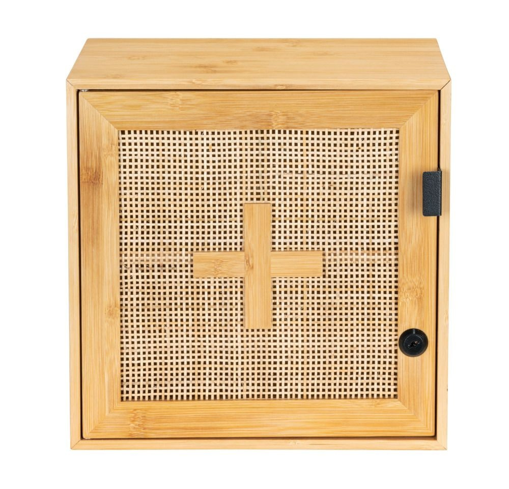 Medicinskåp i Bambu och rotting, Låsbart, ALLEGRE, 30 x 19,5 x H 30 cm, Natur i gruppen Förvaring / Badrumsförvaring hos SmartaSaker.se (42217)